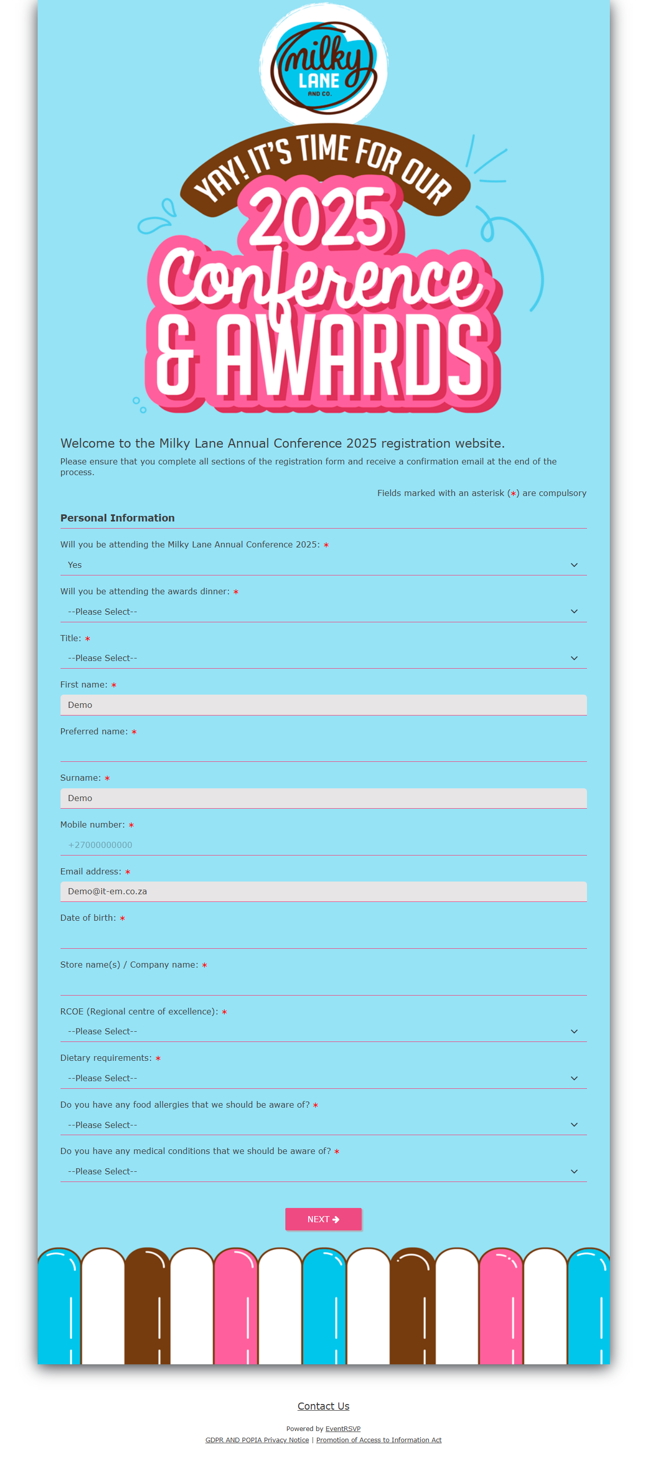 Milky Lane Registration