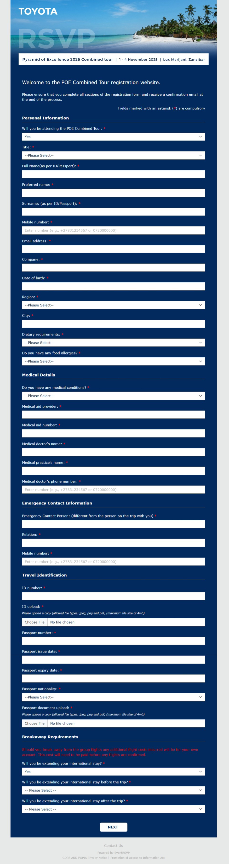 Toyota Personal Info